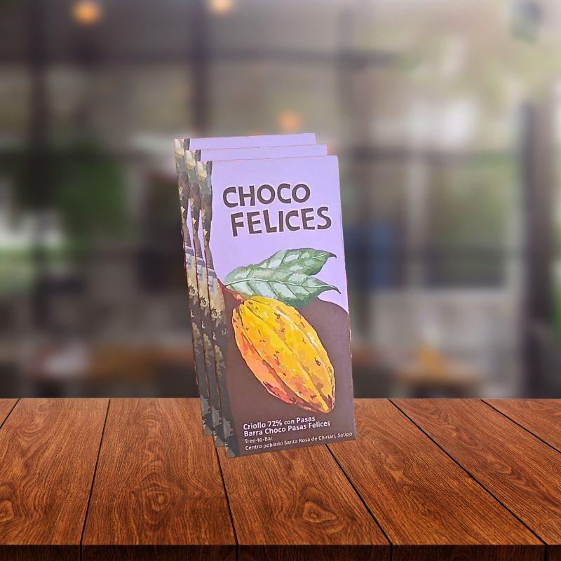 BARRA CHOCO PASAS FELICES 72% CHBB UND  