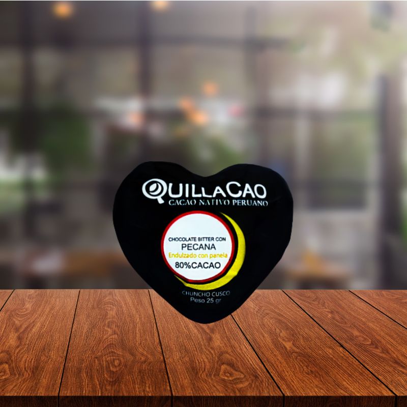 CHOCOLATE 80% CORAZON PECANA 25 GR - QUILLACAO