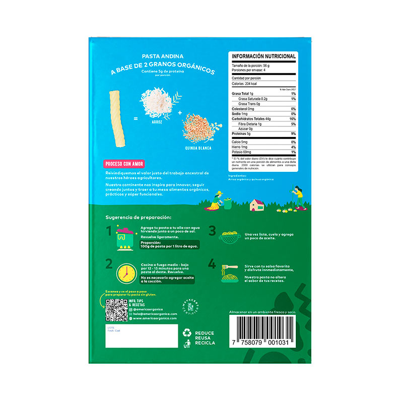 Pasta Andina Macaroni Sin Gluten 227G - América Orgánica