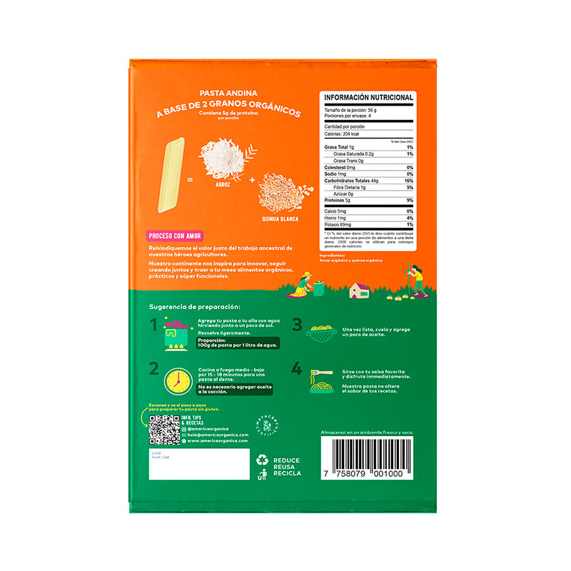 Pasta Andina Penne Sin Gluten 227G - América Orgánica